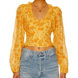 EUC Free People Another Life Crop Top Floral Honey Combo Size Medium